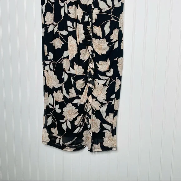 TORRID Floral At The Knee Mesh Surplice Ruffle Slit Dress - Picture 3 of 7